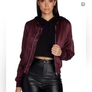 Ambiance Maroon Bomber Jacket